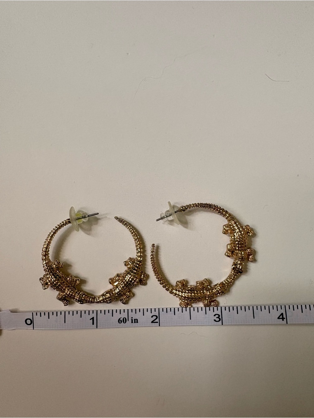 Betsey Johnson Gold Alligator Hoop Earrings - Picture 3 of 3